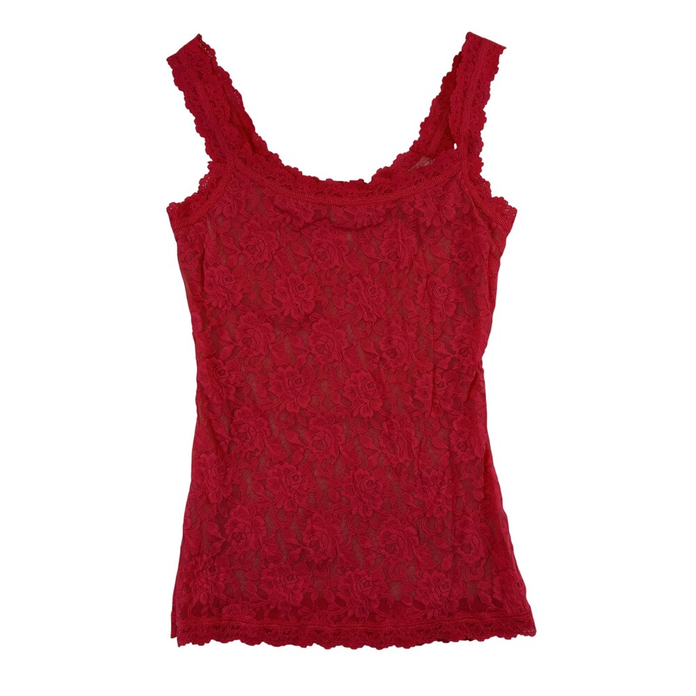 Vintage Hanky Panky Cami Tank Top Womens Small Floral Lace Sheer Camisole USA